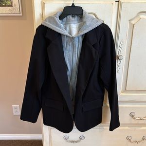 Liverpool Los Angeles Removable Hood Blazer (Large) Black